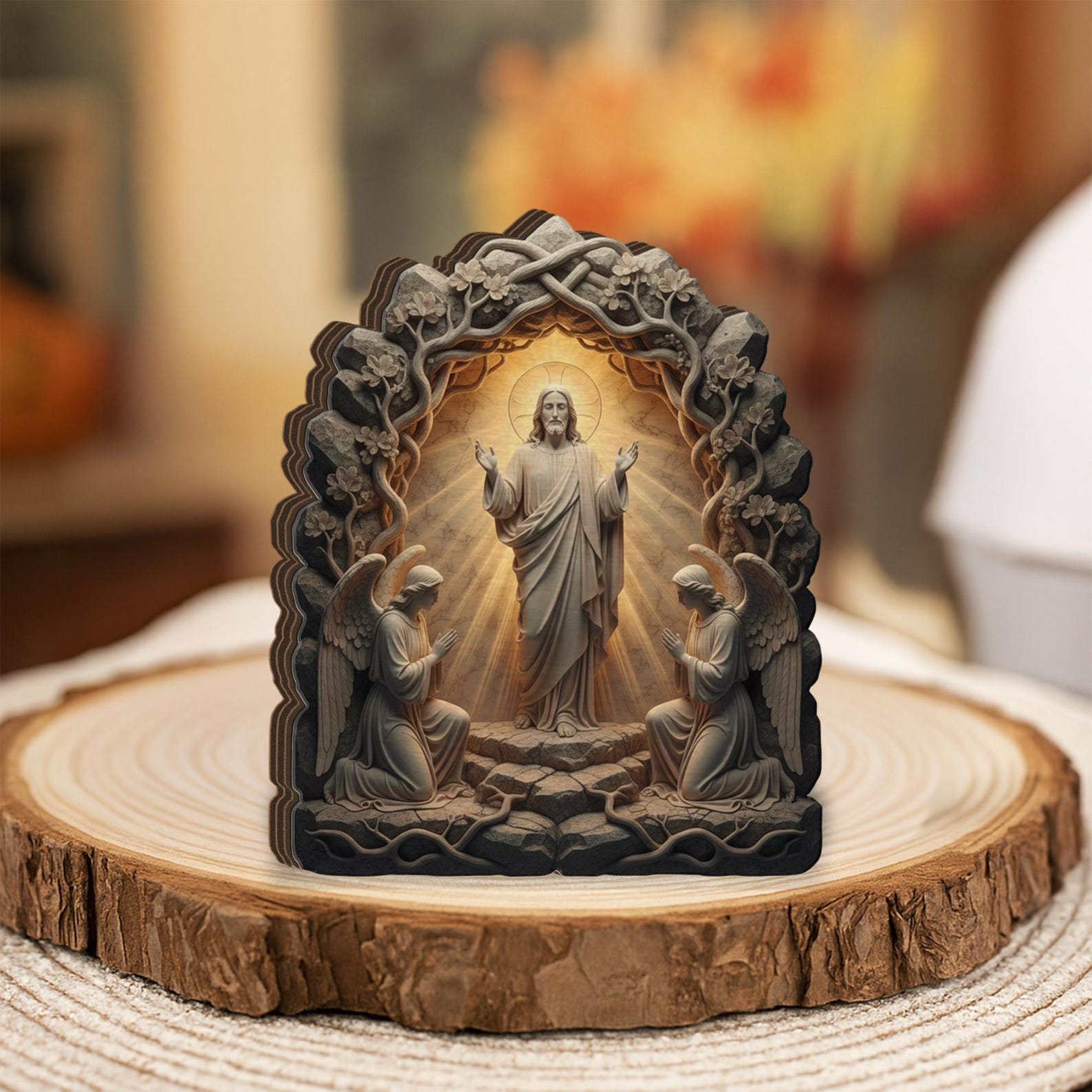 Jesus Block Jesus Resurrection Wooden Block Decor: Printed Religious Wood Art ...