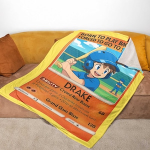 Personalized Baseball Blanket: Anime Style Trading Card Throw