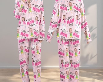 Benutzerdefinierte Foto Pyjama Set Personalisierte Mama Oma Loungewear