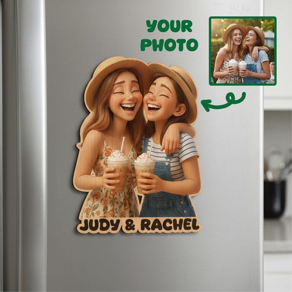 Personalized Couple Portrait Magnet • Custom Caricature Photo Magnet Gift