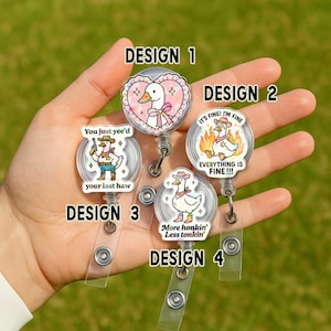 Silly Goose Nurse Badge Reel – Funny Retractable ID Holder for Nurses, Teachers & Coworkers, Multi Style Goose Gift, Night Shifters, Honkers