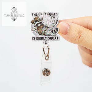 Funny Raccoon Cowboy Badge Reel: Nurse ID Holder