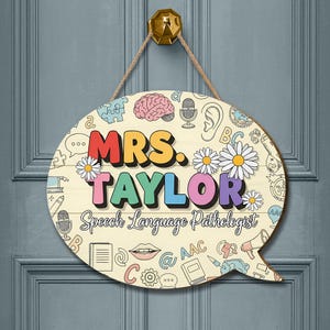 Custom SLP 3D Door Sign, Speech Language Pathologist Wood Sign, Personalized Therapist Office Decor, Name Sign for Speech Room