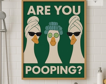 Póster de baño de ganso divertido: Arte mural con humor sobre el baño