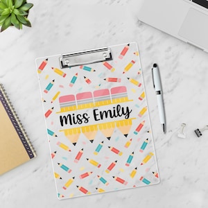 Personalized Teacher Clipboard: Acrylic Pencil Design, School Office Supply