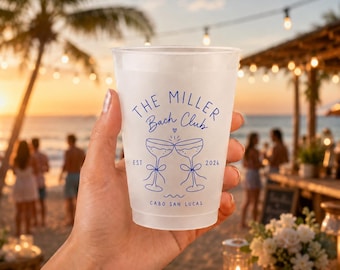 Custom Bachelorette Frosted Plastic Cup with Bach Club Name, Location, and Date