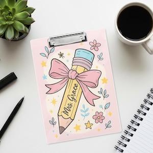 Custom Coquette Teacher Clipboard: Pink Floral Office Decor