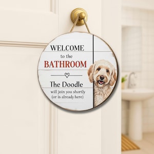 Funny Labradoodle Bathroom Sign: Custom Dog Lover Wooden Decor