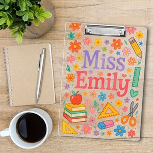 Personalized Teacher Clipboard, Custom Floral Clipboard with Name, Cute Back to School Gift, Teacher Office Supplies, Back To School Gift
