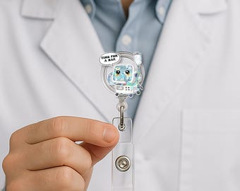 Anesthesia Machine Badge Reel: Funny Holographic OR Nurse ID Clip