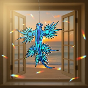 Holographic Blue Dragon Suncatcher: Fantasy Window Decor