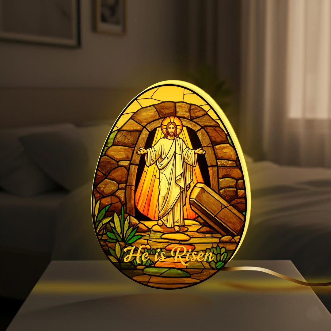 Easter Jesus Light Box Christian Decor Resurrection Scene LED Table ...