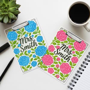Custom Floral Teacher Clipboard, Personalized Clipboard for Women, Cute Name Clipboard, Back to School Gift, Classroom Supplies