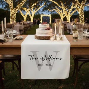 Custom Wedding Family Table Runner with Name and Date