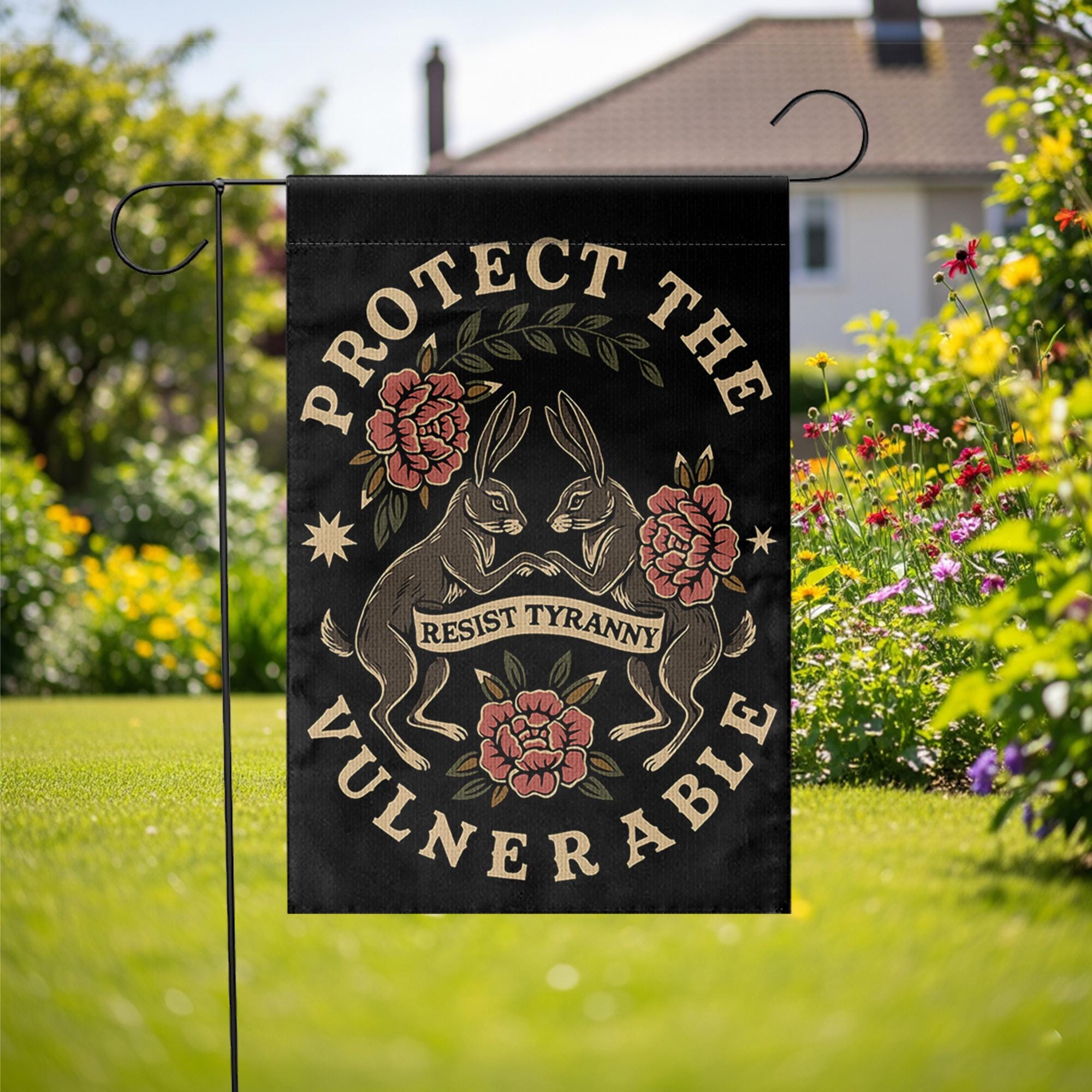 Vulberable Sign Protect the Vulnerable Garden Flag: Political Yard Sign With Rabbits ...