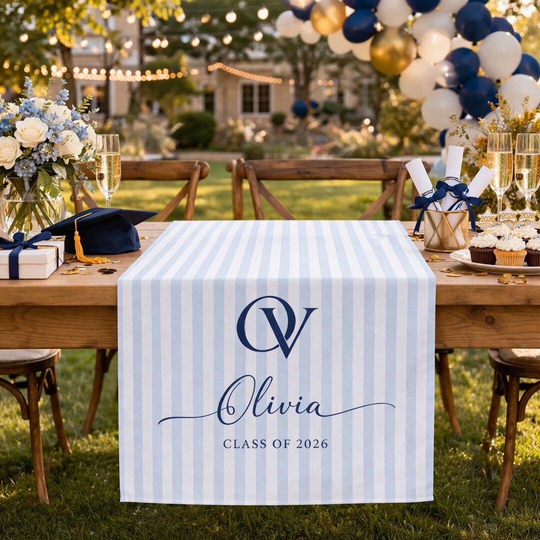 Personalized College Logo Stripe Table Sign, Class of 2026 Party Decor ...