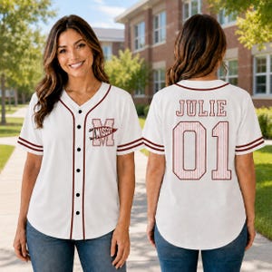 Individuell gestaltetes College-Baseballtrikot, Schul-Fan-Shirt mit gestreiften Initialen, Namen und Nummer