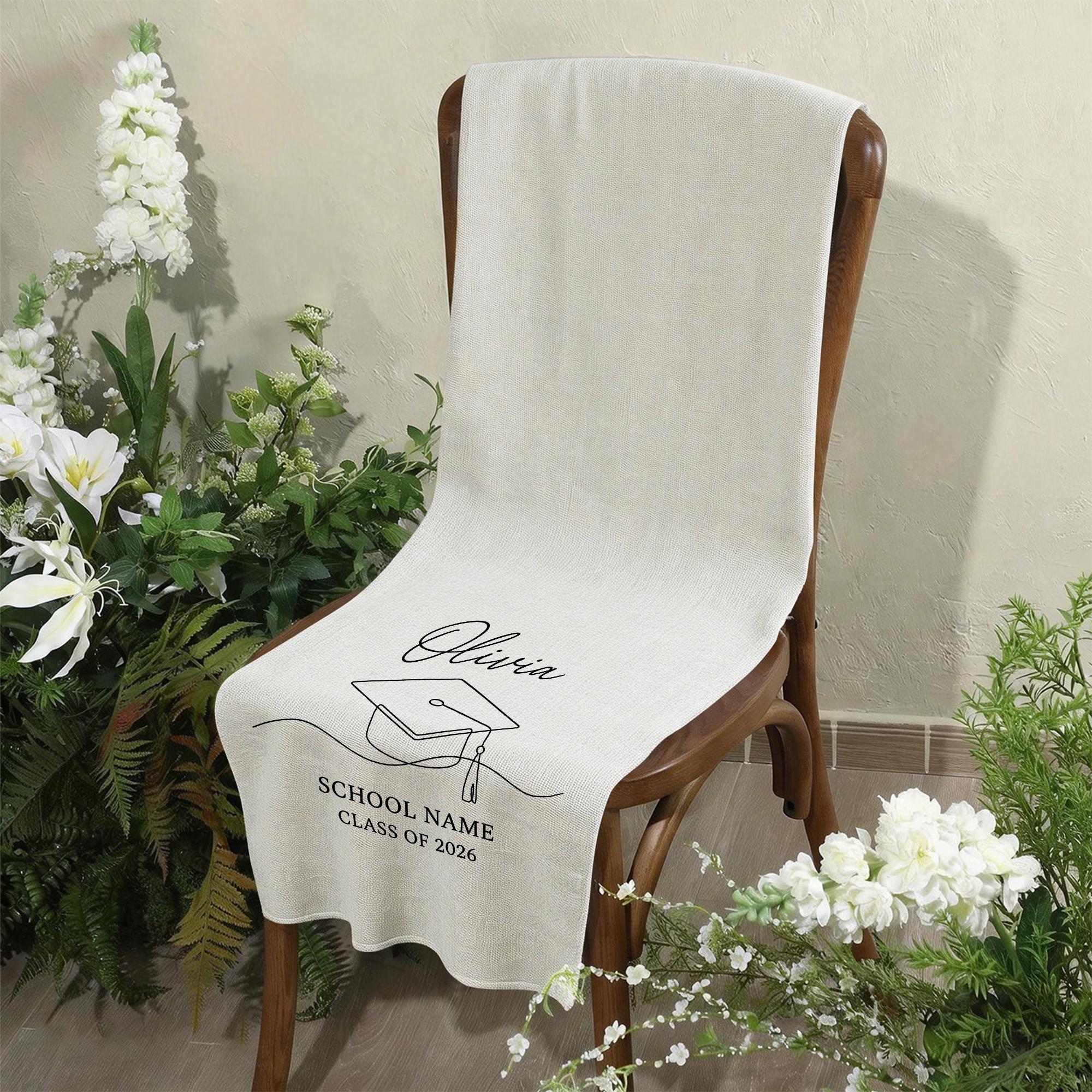 Spring Graduation Linen Custom Graduation Linen Table Sign Tapestry 2026 Name School Sign ...