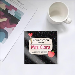 Personalized Teacher Coaster: Composition Book Design, Back to School Gift