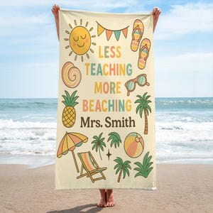 Personalized Teacher Beach Towel: Summer Break Gift