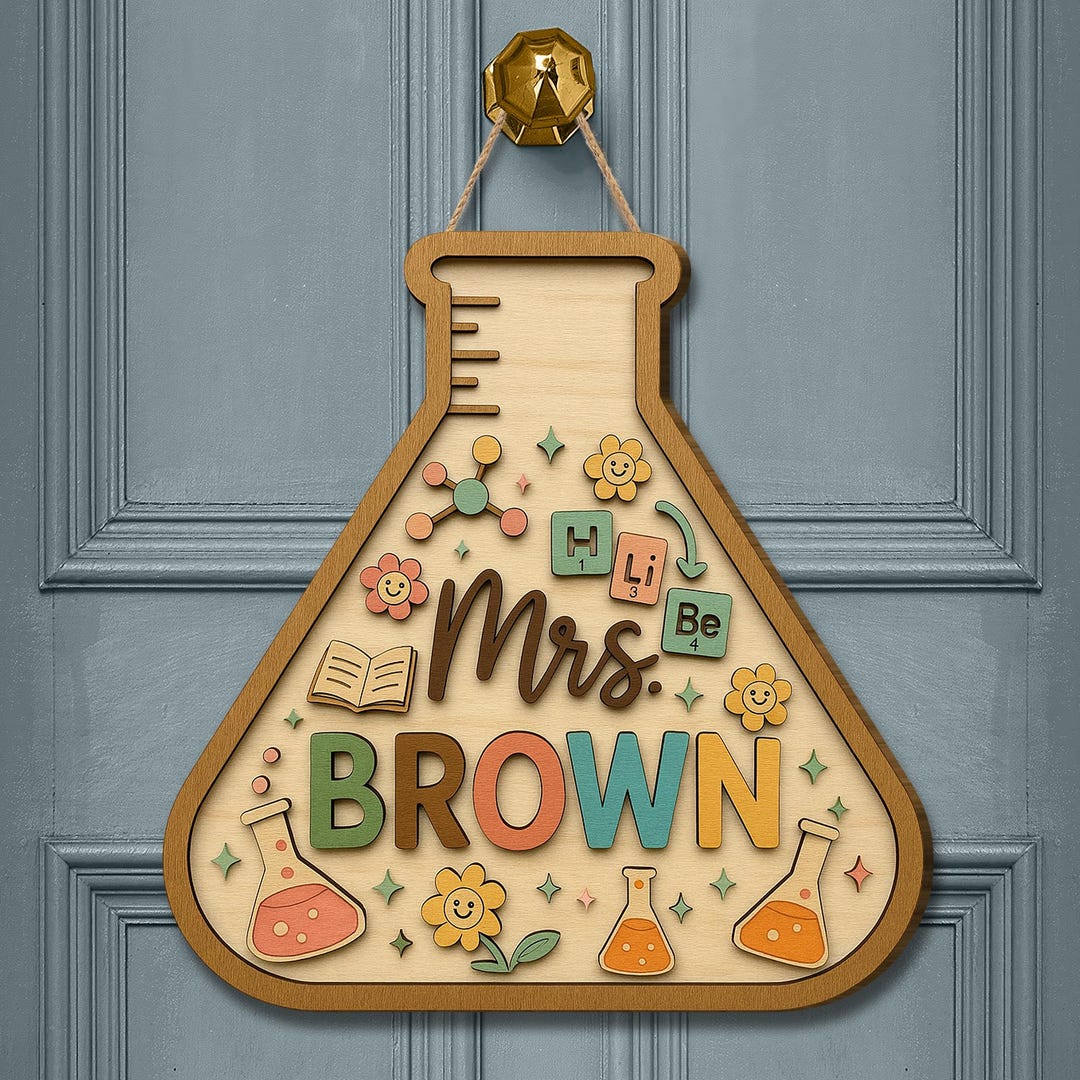 Personalized Science Teacher Door Sign: 3D Wooden Beaker Plaque - Etsy
