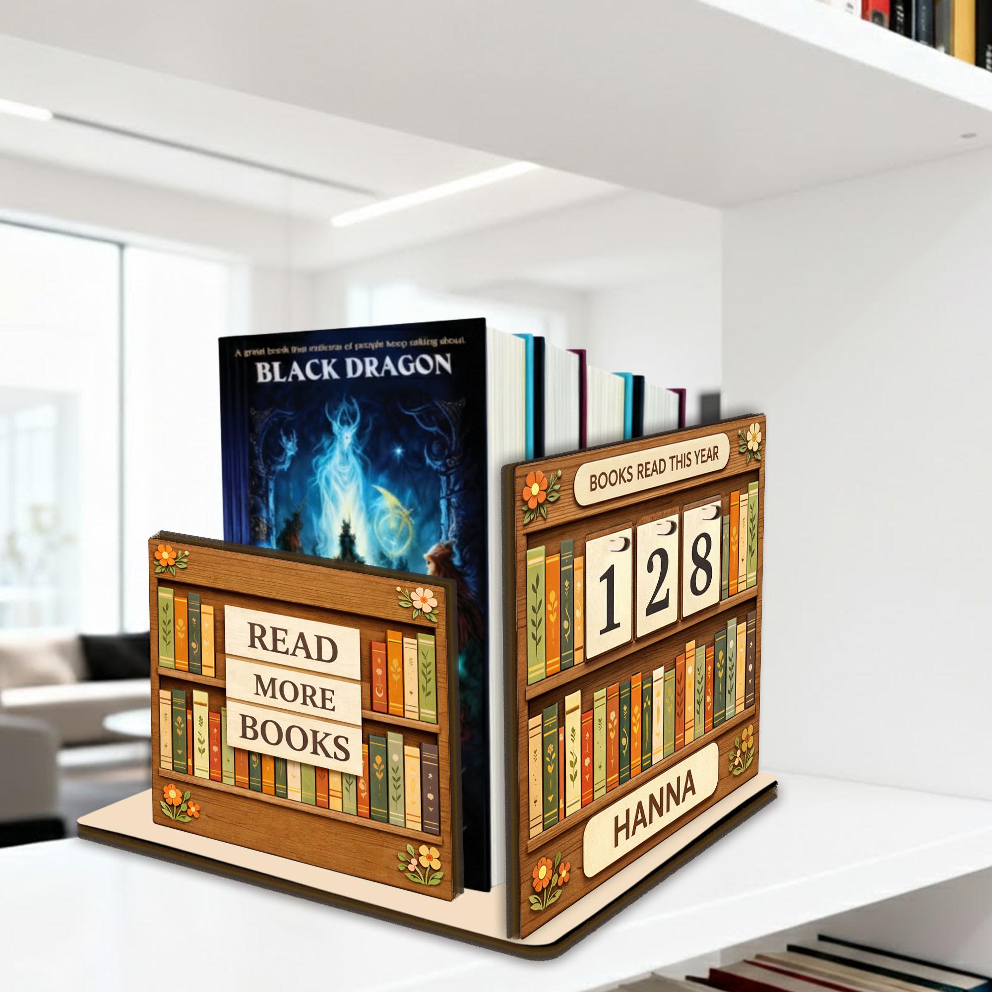 Personalized Wooden Book Tracker Desk Decor With Reading Challenge Goal ...