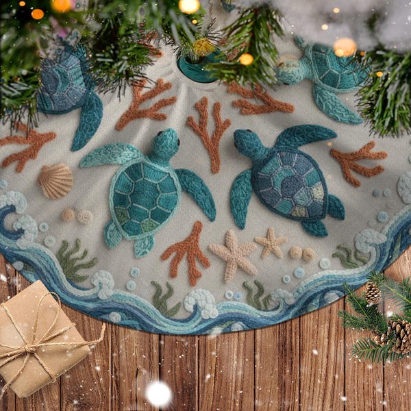 Deep Sea Turtle Christmas Quilted Tree Skirt NCU0DV1424