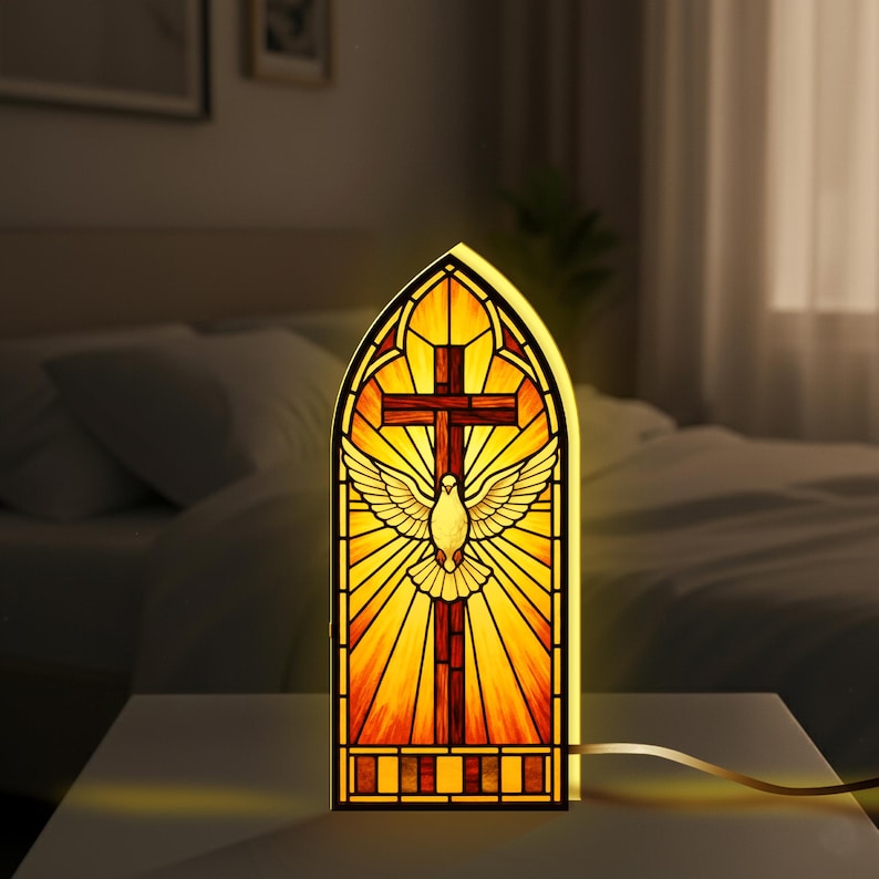 Holy Spirit Dove Light Box: Christian Cross LED Room Decor - Etsy