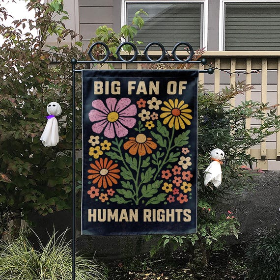 Human Rights Garden Flag Outdoor Yard Banner Floral Illustration Double Sided Fabric Garden Decor
