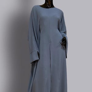 Slit Front Maxi Abaya in Blush Bluberry