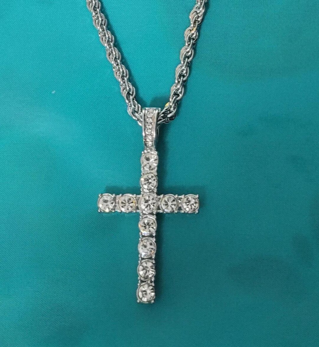 CROSS PENDANT NECKLACE Christian Cross Religious Cross Cubic Zirionia ...