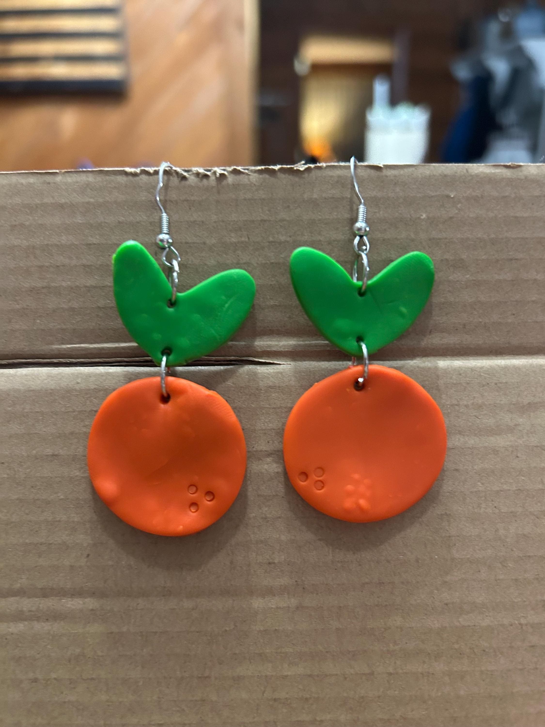 Handcrafted Florida Orange Earrings Real Orange Fruit Earrings, Handmade Dried Orange Earrings  main image 2