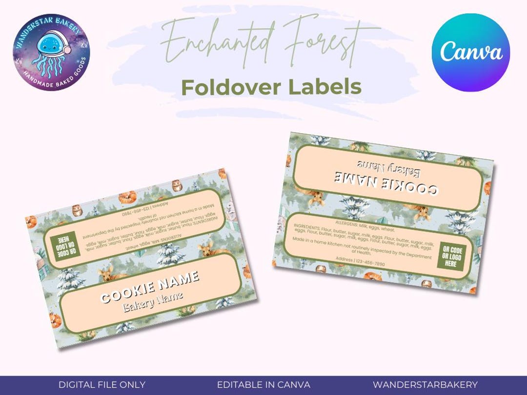 Enchanted Forest Cookie Bag Fold-over Topper | Editable Canva Template ...