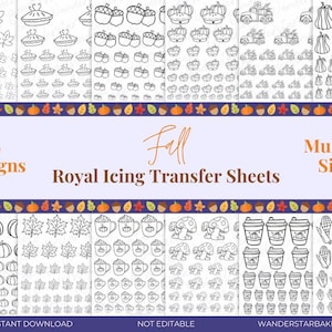 Fall Royal Icing Transfer Sheet, Set of 12, Printable Transfer Sheet, Royal Icing Template, Royal Icing Transfer Sheet Bundle