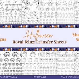 Halloween Royal Icing Transfer Sheet, Set of 12, Printable Transfer Sheet, Royal Icing Template, Royal Icing Transfer Sheet Bundle