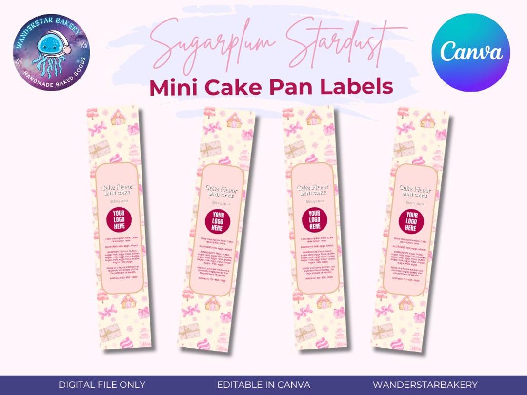 Stardust Sticker Format Sugarplum Stardust Mini Cake Pan Label With Logo | Editable Canva ...