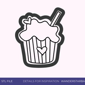 STL file - Heart Cupcake Cookie Cutter, Valentine’s Day, 3d printer STL file, Digital Cookie Cutter, Downloadable Cookie Cutter,