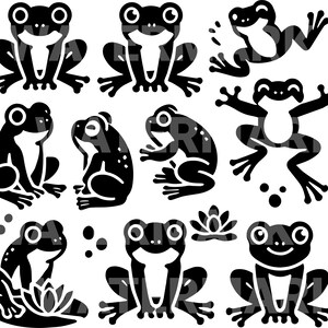 10 poses de grenouilles mignonnes SVG