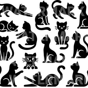 14 poses de chat mignon SVG