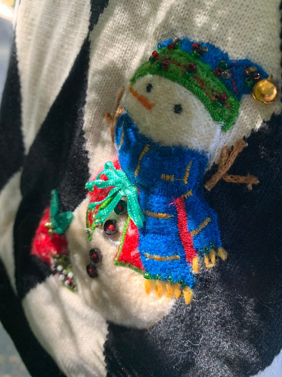 Vintage Beaded Holiday Sweater  Santa - image 9