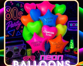 Glow Party Balloon, Black Light Party Decor, Retro Neon Party Decor, Personalized Balloon, 80s Retro Decor, Neon, Glow in the Dark Balloon