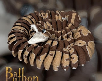 Ball Python Flexi Snake – 3D Printed Articulated Reptile, Snake Lover Gift