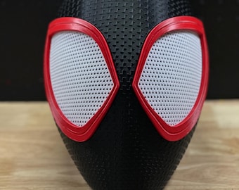 Miles Morales-inspirerad bärbar hjälm | Magnetiserad 3D-tryckt spindelmask | Cosplay-mask med nätlinser | Samlardisplay i full storlek