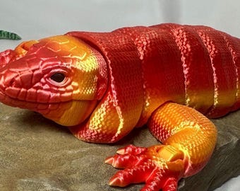 Articulated 3D Printed Tegu Lizard: Customizable Reptile Decor