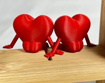 Articulated 3D Printed Heart with Booty: Poseable Valentine's Gift