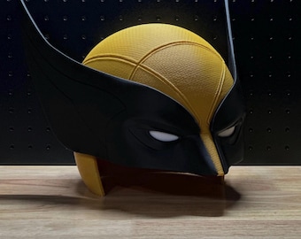 Casco impreso en 3D inspirado en Wolverine / Máscara de cosplay estilo cómic amarilla y negra / Réplica de superhéroe