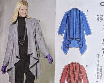 McCALL'S 6210 UNCUT Size L- Xxl Easy Unlined Coats Belted Draped Cardigan Jacket Sweater Oop Pattern