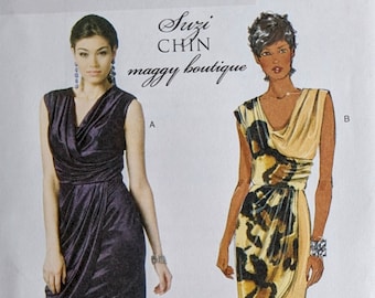 BUTTERICK 5674 UNCUT Size 12-20 Suzy Chin Maggy Boutique Drapes Cowl Wrap Dress Sleeveless OOP Pattern