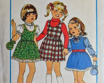 SIMPLICITY 7633 Size 4-5 Chest 23-24" Child's Kid's Girl's Jumper Pullover Blouse Dress Vintage 1970's Pattern