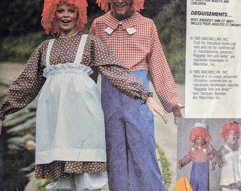McCALL'S 2625 Kids Size 6-8 Raggedy Ann and Andy Costume Vintage 1980's Pattern